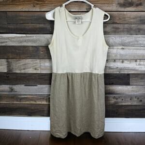 Vintage Barbara Lesser Womens large Flax Boho Mini Dress summer beach